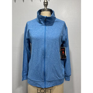 Gymwrap Women's Jacket Sz S Bluebell Heathered Knit Zip-Up Loose Fit A591679